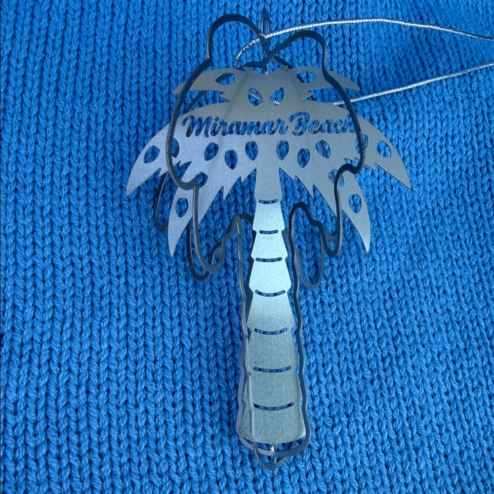 Miramar Beach Palm Tree Ornament - Silver